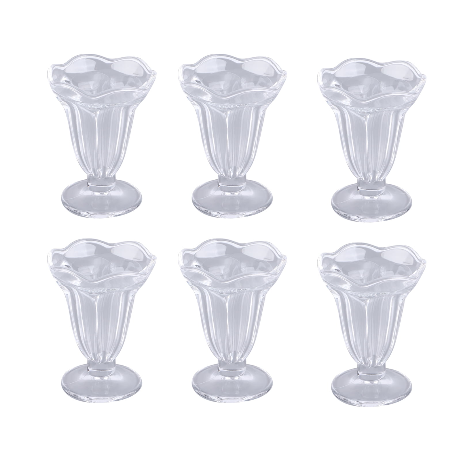 Ice 6pcs Ice Cream Cup Creative Unique Flower Sundae Glass Cup Multifunctional Transparent Dessert Cups