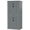 thumbnail image 5 of EHHLY Freestanding Garage Storage Cabinet, 28 Cu Ft Resin Utility Cabinet with 4 Adjustable Shelves, Lockable Waterproof Organizer for Garage, Patio, Backyard, Sage Gray, 5 of 8