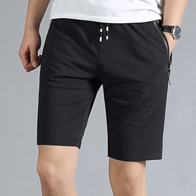 toraway Men Summer Casual Short Elastic Waist Workout Short Drawstring Casual Short Pants With Zipper Pockets M