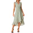 thumbnail image 2 of INSPIRE CHIC Women's Sleeveless Floral Wrap V Neck Belted Ruffles Midi Sundress, 2 of 5