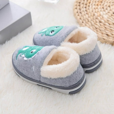 

TOWED22 Toddler Warm Shoes Childrens Girl Cotton Slippers Cute Cartoon Animals Warm Indoor Non Slip Cotton Slippers Khaki