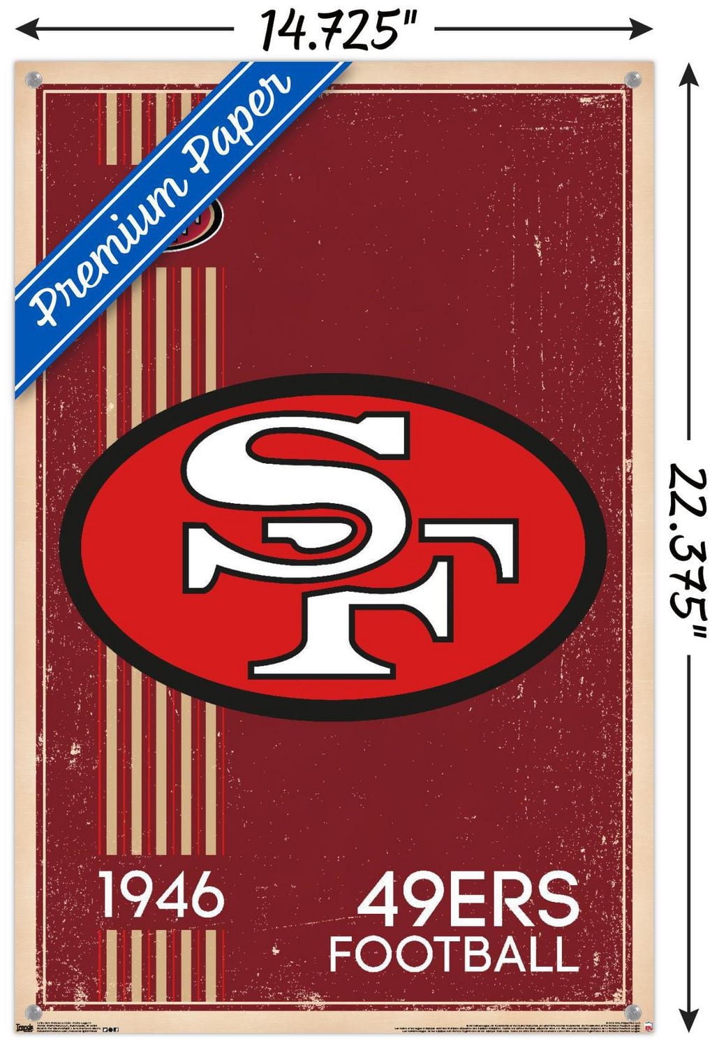 NFL San Francisco 49ers - Retro Logo 14 Wall Poster, 22.375" x 34" Framed