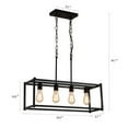 thumbnail image 4 of Q&S Black Modern Industrial Kitchen Island Light 4-Lights Rectangular Linear Farmhouse Chandelier Pendant Light Fixtures for Dining Room Office Bar UL Listed 26.6*8.7*66.7 Inch Adjustable, 4 of 8