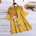 thumbnail image 2 of under $5 JINMGG Womens Plus Size $5 Women Casual Cartoon Print Hooded Short Sleeve Plus Size Top T-Shirt Blouse Yellow XXL, 2 of 6