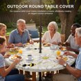 thumbnail image 3 of Round Outdoor Tablecloth with Umbrella Hole and Zipper, White Daisy Farmhouse Tablecloth with Elastic Waterproof, Garden Floral Honeybees Vintage Patio Table Covers for 36" - 44" Picnic Pool Tables, 3 of 9