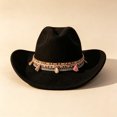 thumbnail image 5 of Cowboy Hat Women Party Wide Brim Western Fedora Jazz Solid Color Lightweight Fabric Autumn Winter Theme Headwear, 5 of 5