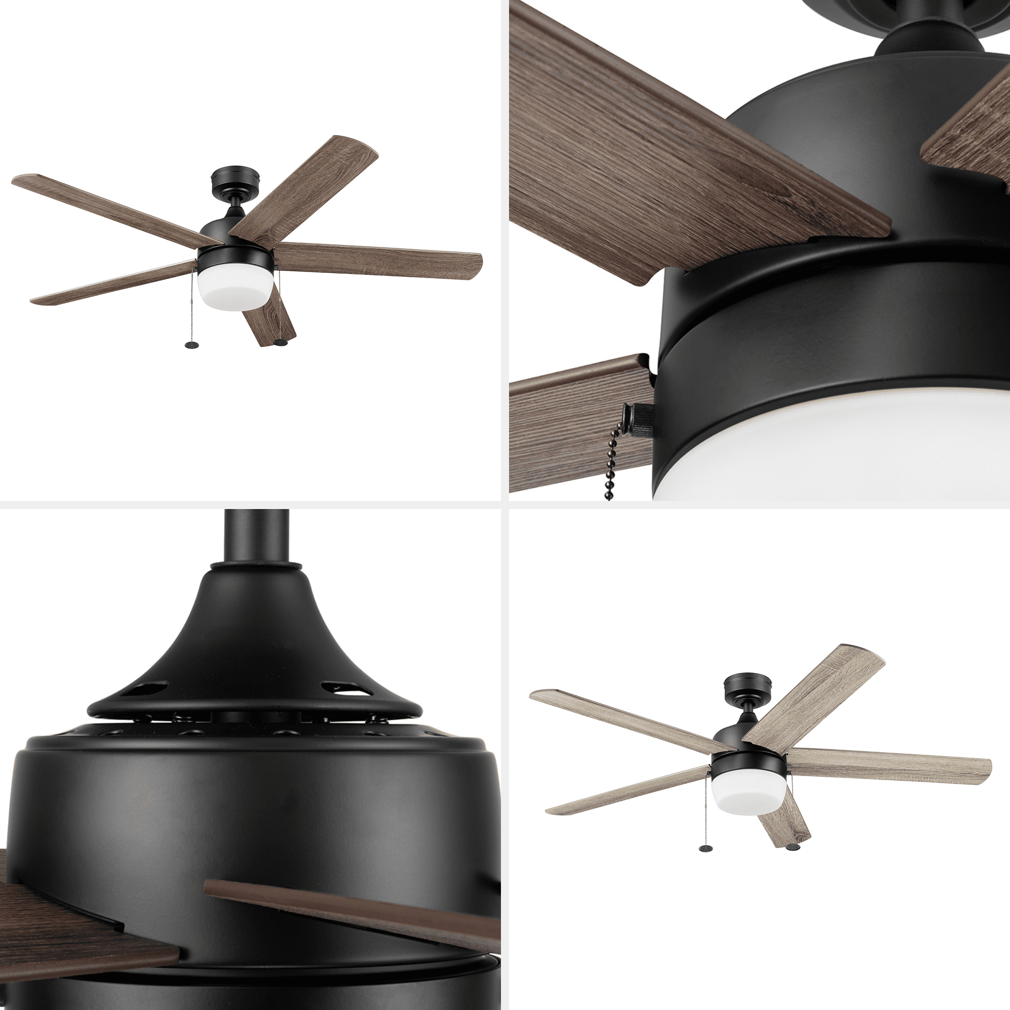 Better Homes & Gardens 52" Pearce Modern Black Indoor Ceiling Fan with Light, Adjustable Color Temperature & Reverse Airflow