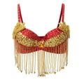 thumbnail image 2 of De Danza De Vientre Con Lentejelas Borlas De Tops Traje De Cantante Baile Latino Accesorios De Disfraces rojo Sunnimix Sujetador para danza del vientre, 2 of 8