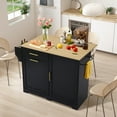 thumbnail image 6 of MAGIC UNION Rolling Kitchen Island Cart w/Drop Leaf, Portable Kitchen Islands w/Storage Cabinet, Drawer, Spice Towel Rack, Island Table for Kitchen w/Trash Storage Cabinet, Mobile Island Table, 6 of 10