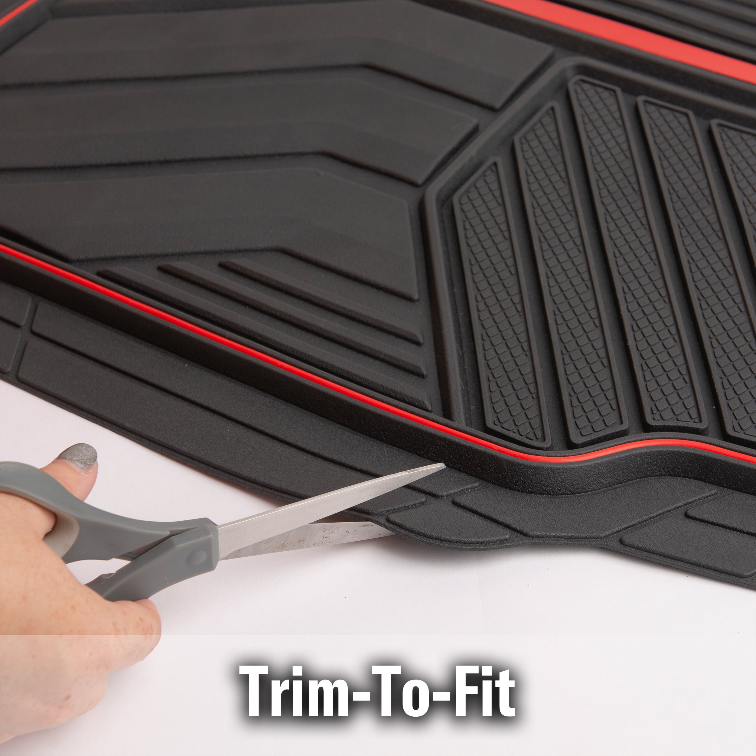 Genuine Dickies 3 Piece Durasport Black and Red Rubber Floor Mat, 80037WDC