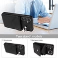 thumbnail image 5 of for Samsung Galaxy A15 PU Leather Back + TPU Frame Rugged Case, Classic 360 Rotating Ring Kickstand Card Slots Shoulder Strap Drop Protective Slim Fit Shockproof Phone Case Cover, Black, 5 of 12