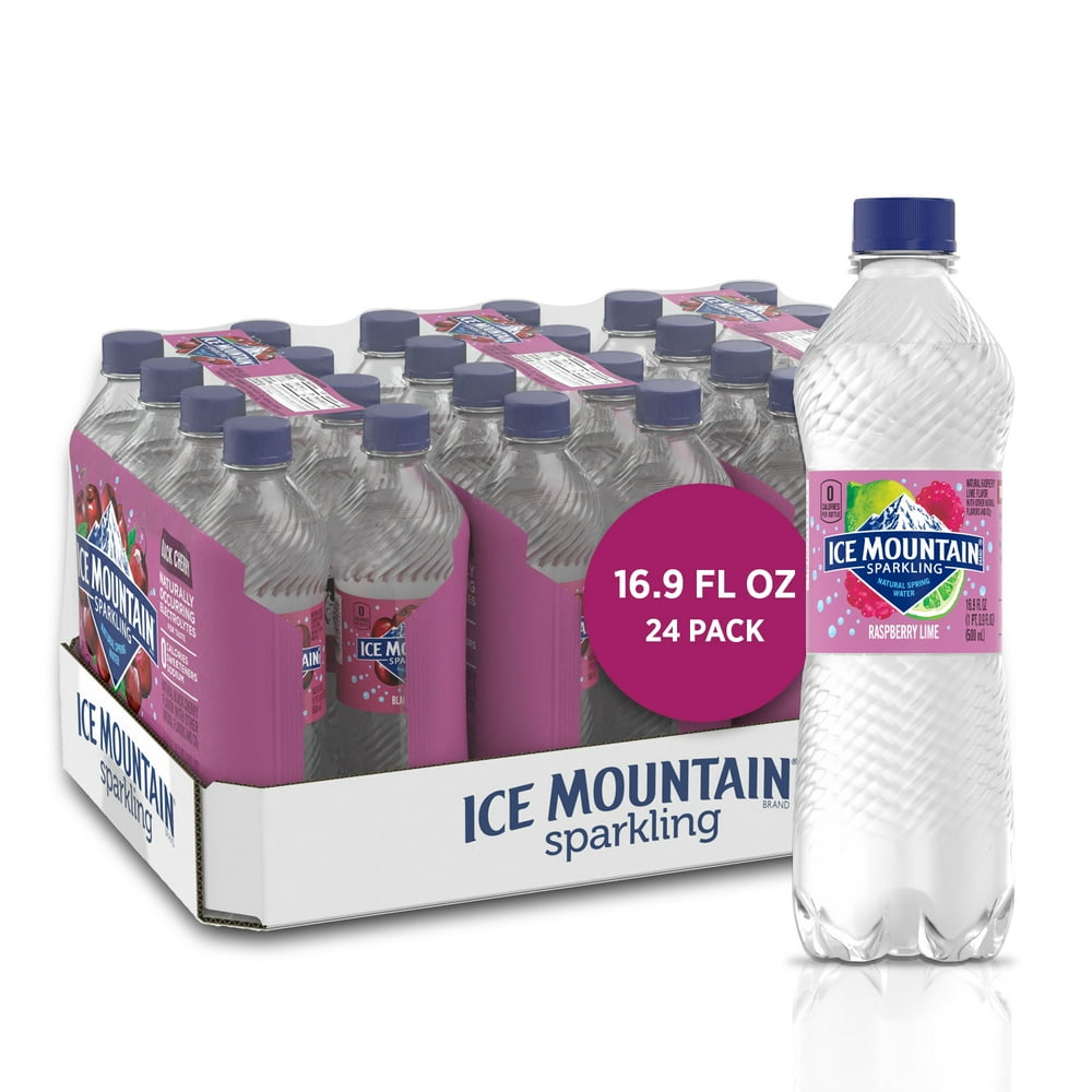 Ice Mountain Sparkling Water, Raspberry Lime, 16.9 oz. Bottles (24