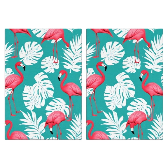 2 Pcs Funny Kitchen Towels,Flamingo and Palm Leaves Tropical Hawaii Microfiber Dish Towels,Kitchen Tea Towels,Kitchen Towel Set (18" X 26")