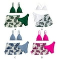 thumbnail image 4 of SILVERCELL Girls Summer Leaf Patterns Bikini Swimsuit Set Bikini Top，Skirt and Triangle Pants Three Piece Set for 8-13 Years Kids, 4 of 4