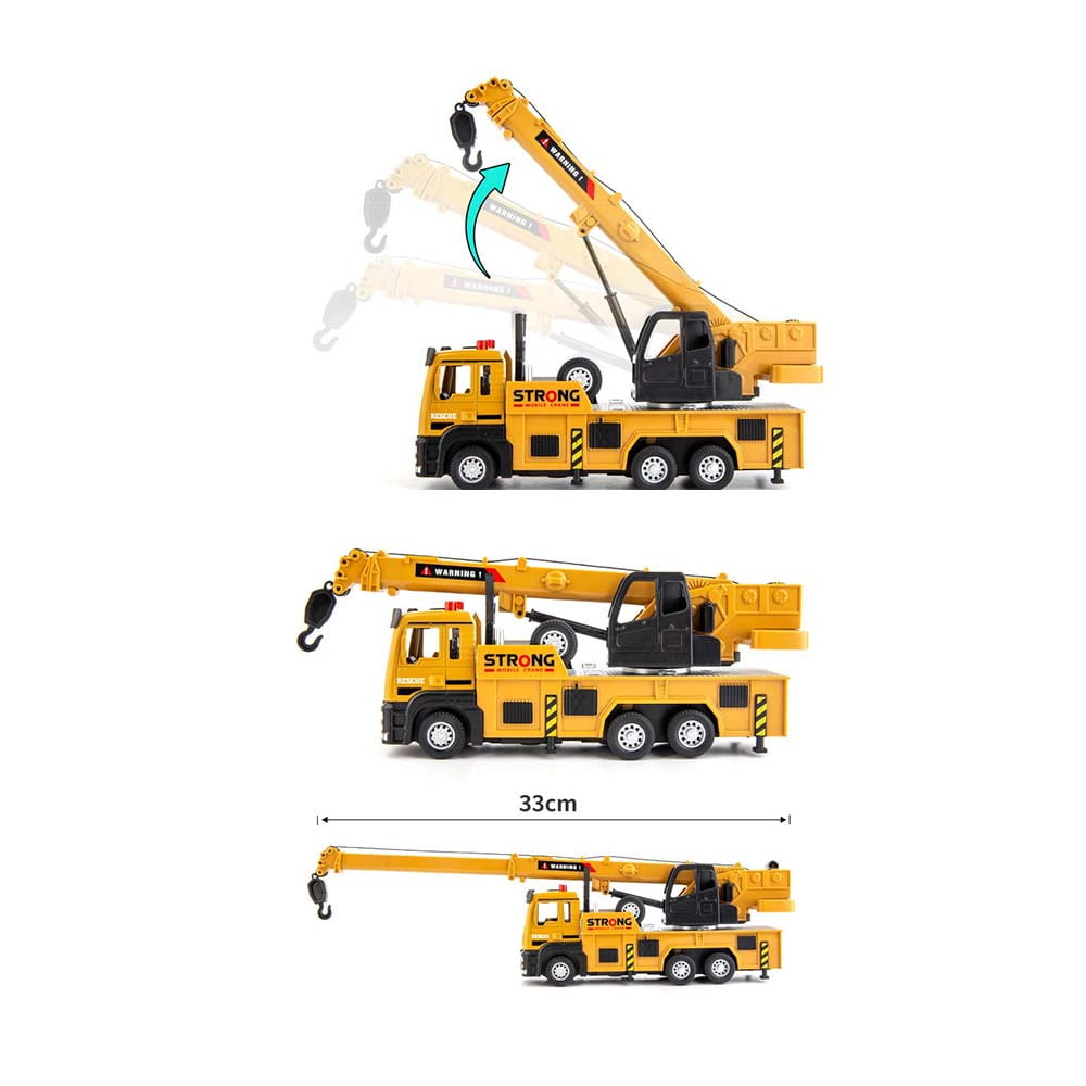 1:32 Engineering crane model, sound and light pull-back alloy model toy