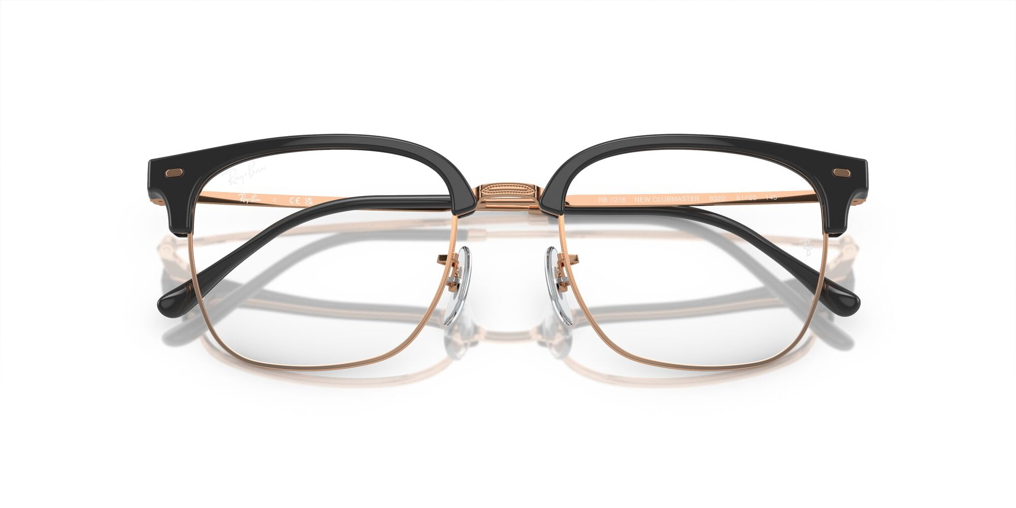 Ray-Ban Unisex Size 53 New Clubmaster Prescription Eyeglasses, Dark Grey on Rose Gold/Demo Lens