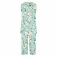 thumbnail image 5 of Cmfcve Summer Capri Pajama Sets for Women 2 Piece Soft Cute Pjs Outfit Round Neck Sleeveless Lounge Set, 5 of 5
