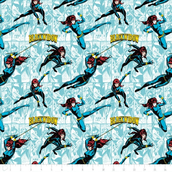 Marvel Comics Black Widow Tide 100% Cotton Fabric Sold by The Yard