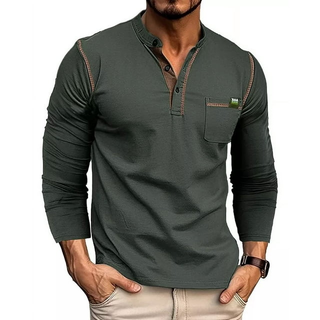 Camisa Henley Para Hombre,originals Henley De Manga Larga