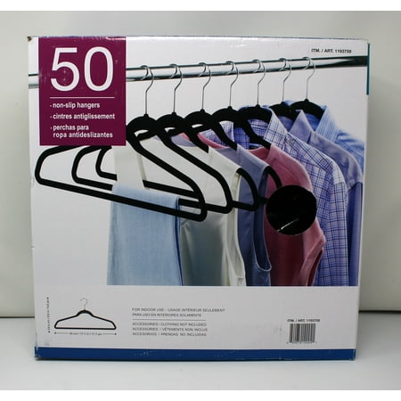 Space Saving Non Slip Hangers  50 Pack  Black