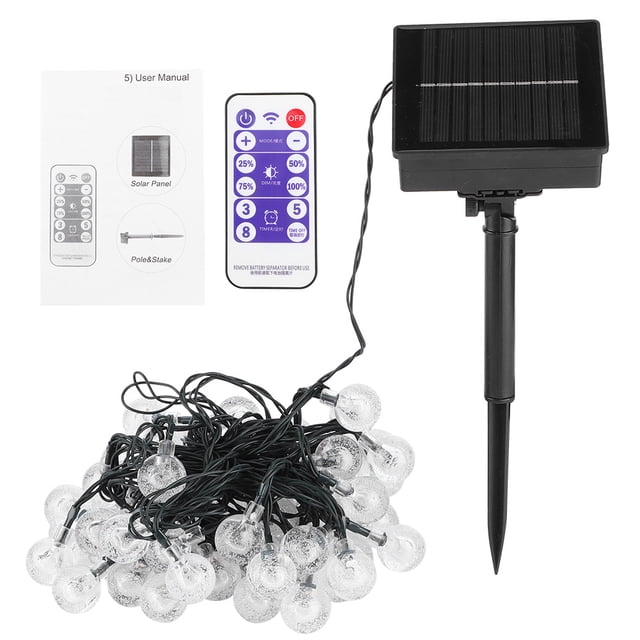 10M 60LED Chip Solar LED Remote Control String Light Warm White Waterproof String Light