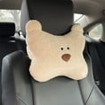 thumbnail image 4 of Car Headrest Pillow, Teddy Bear Design Neck Protection Pillow, Soft Shu Velvet Material, Comfortable Support, Easy Installation With Elastic Tape, Versatile For Car/Home/Office, Cute Interior Decor, 4 of 6