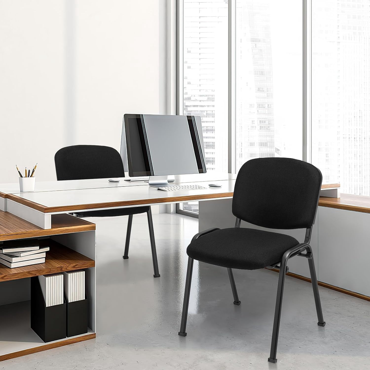 RELAX4LIFE Modern Office Reception Waiting Room Chairs, Stackable, Armless, Padded Seat & Ergonomic Backrest, 330 lbs Weight Capacity