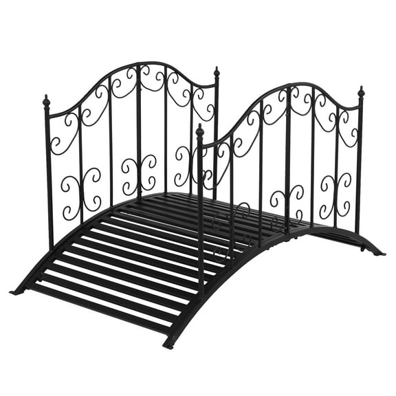 VINGLI 4FT Metal Bridge Garden Bridge with Guardrails for Backyard Decor