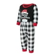 thumbnail image 4 of EYIIYE Family Christmas Pajamas Matching Sets, Letter &Santa Hat Print Long-Sleeved Round Neck Tops + Plaid Pattern Trousers Sleepwear, 4 of 10