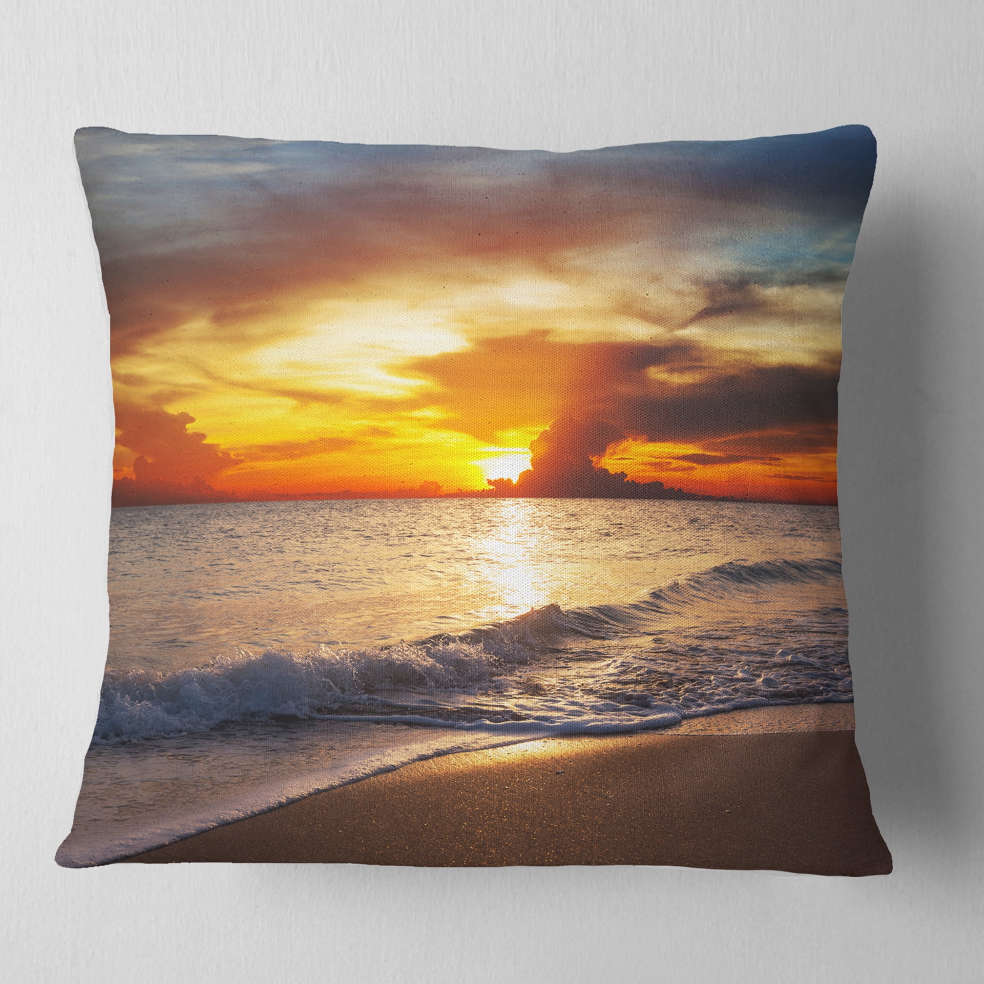 Designart 16" x 16" Yellow Polyester Throw Pillow
