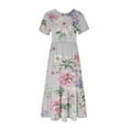 thumbnail image 3 of ICHUANYI Women's Summer Dresses High Waist Floral Dress Casual Short Sleeve Round Neck Dress, 3 of 5