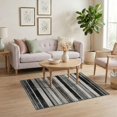 thumbnail image 3 of ODIKA 4'x6' Washable Area Rug Pet Friendly, Non-Shedding Vintage Distressed Pinstripe Block Border Farmhouse Even Striped Flowing Dynamic for Bedroom, Reading Nook, 3 of 7