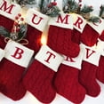 thumbnail image 4 of Riguas Christmas Sock Ornament with Lanyard Large Capacity Rich Color Classic Letter Design Stocking Hanging Decoration, 4 of 8