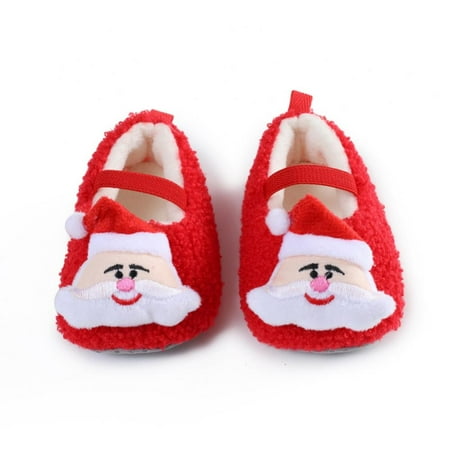 

Baby Infant Newborn Christmas Shoes Plush Warm Snow Santa Claus Shoe