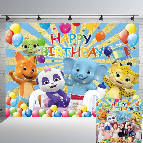Word Party Backdrop Banner Party Supplies Poster Movie Theme Background for Photography Kids Birthday Decorations