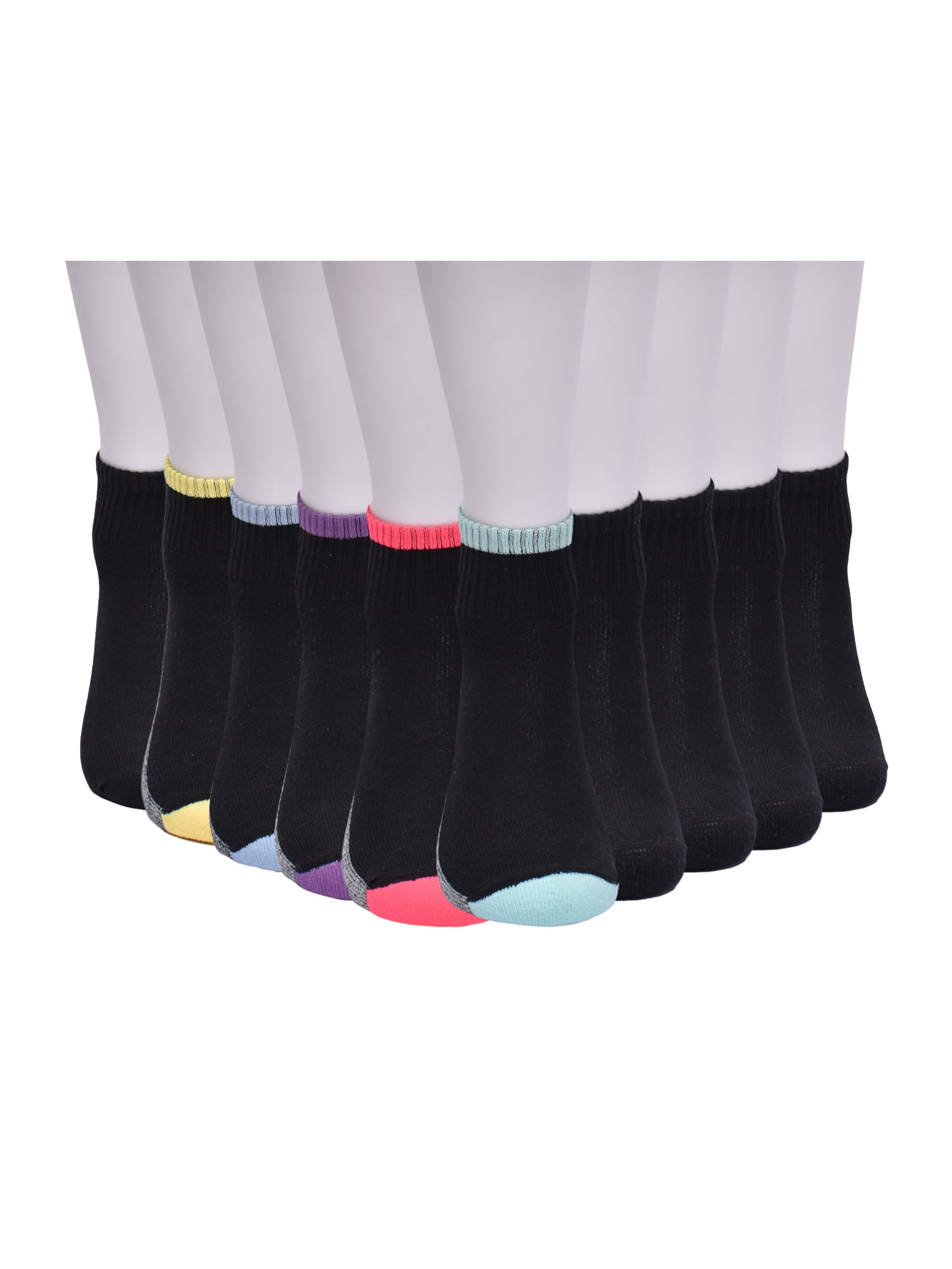 Wonder Nation Girls Cushioned Ankle Socks, 10-Pack