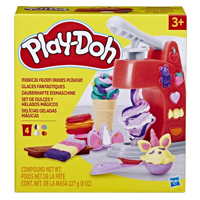 Play-Doh Magical Frozen Treats Playset for Kids 3 Years and Up with 14 Tools and 4 Dual-Color Cans Including 2 Sparkle, Non-Toxic
