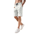 thumbnail image 2 of Men's Drawstring Pockets Elastic Waist Shorts for Casual Beach White XXL, 2 of 9