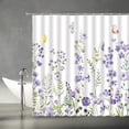 thumbnail image 7 of Zrodlmo White Floral Shower Curtain with Hooks, Water-Repellent Washable Fabric Bathroom Curtain, 72"x 72", Violet Flower, 7 of 7