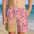 thumbnail image 2 of Kids Shorts Kids Ice Cream Print Soft Stretch Waist Summer Casual Breathable Shorts Pink 3-4 Years, 2 of 5