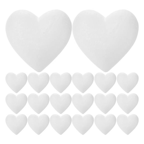 KONTONTY Valentine's Day Craft Foam Heart Model White 20Pcs