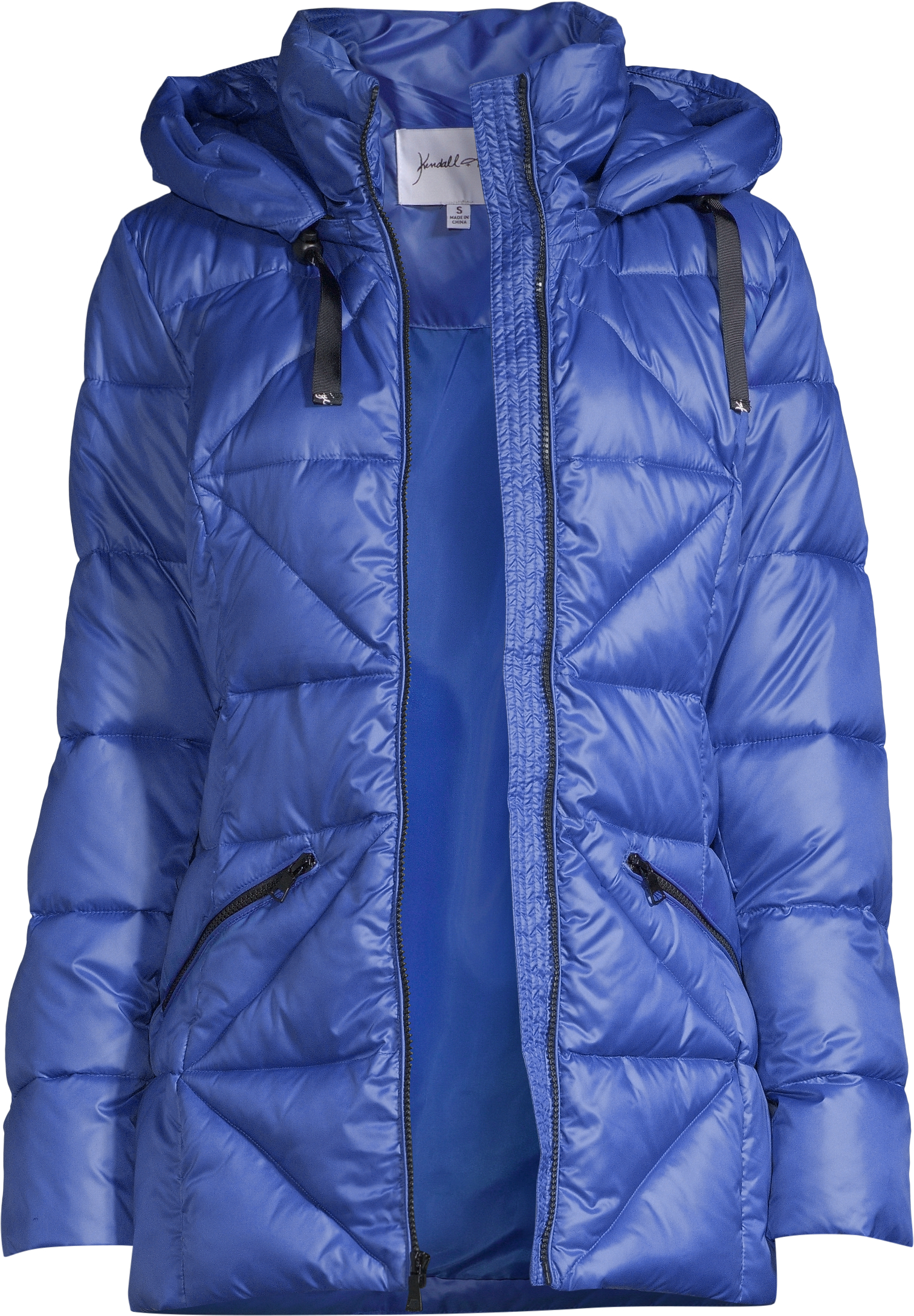 Kendall + Kylie Women's Shiny Long Puffer with Bold Zipper Detail - image 6 of 6
