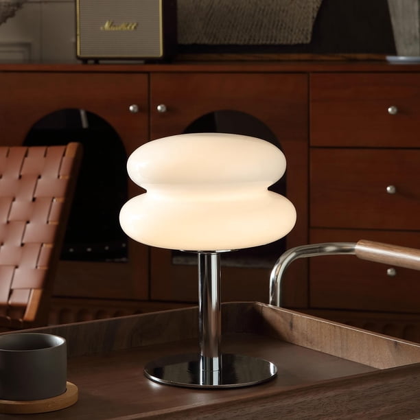 Lámpara de Hongo para Dormitorio, Lámpara Moderna de Mediados de Siglo para Mesita de Noche, Lámparas Pequeñas de Cabecera Retro Regulables con Forma de Tarta de Huevo, Decoración Única de