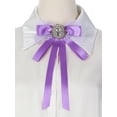 thumbnail image 4 of INSPIRE CHIC Women's Long Webbing with Lace Trim Rhinestone Bow Brooch Purple One Size, 4 of 5