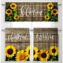 Sunflower Kitchen Curtains and Valances Set 3 Pieces Yellow Sunflower Kitchen Curtains Spring Summer Window Treatments for Cafe Living Room Decor