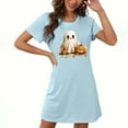 thumbnail image 2 of Cxenplz Women's Halloween Nightgown Sleepwear Short Sleeves T Shirt Casual Print Sleepdress Summer Fall Fashion Loose Fit Nightshirts Dresses, 2 of 3