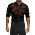 thumbnail image 5 of XIAOCHA Men's Embroidered Button Down Shirt Long Sleeve Floral Scroll Stitched Shirt Comfortable Western Style Party Wear Top, 5 of 5