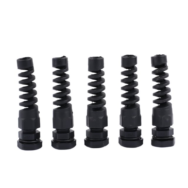 5pc Waterproof M12 Cable Gland Connector Flexible Spiral Strain Relief Protector