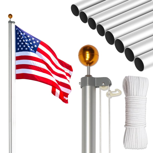 Alvantor 30 ft Flag Pole Kit for Outside House in Ground Heavy Duty Sectional Aluminum Flagpole with 3'x 5'US Flag