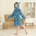 thumbnail image 2 of FORMRS Niños Bathrobe Unisex Hooded Robe Soft Plush Pajamas Sleepwear, Size 2-3T, Blue Forest Cat Pattern, 2 of 7